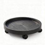12.6 Inch Plant Caddy with Wheels, Round Rolling Flower Pot Stand, Heavy Duty Wheeled Planter Saucer Tray, Holder Dolly for Indoor Outdoor，Potted Coaster Roller Base Tray with Casters