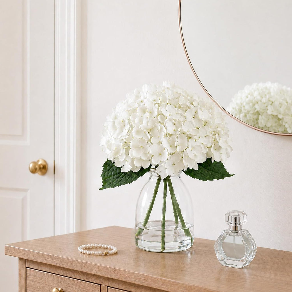 Hydrangea Artificial Flowers in Vase Fake Flowers for Home Decor
