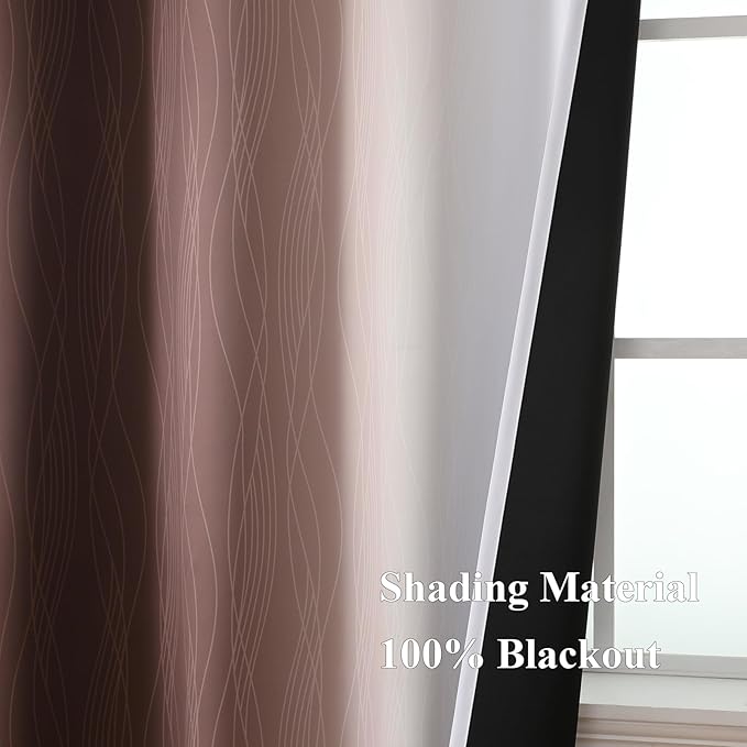 Estelar Textiler Brown and Greyish White Ombre Short Blackout Cafe Curtains 36 - Image 5