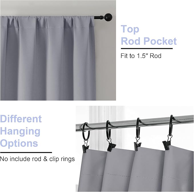 Simplebrand Ava Silver Grey Blackout Curtains - Image 3