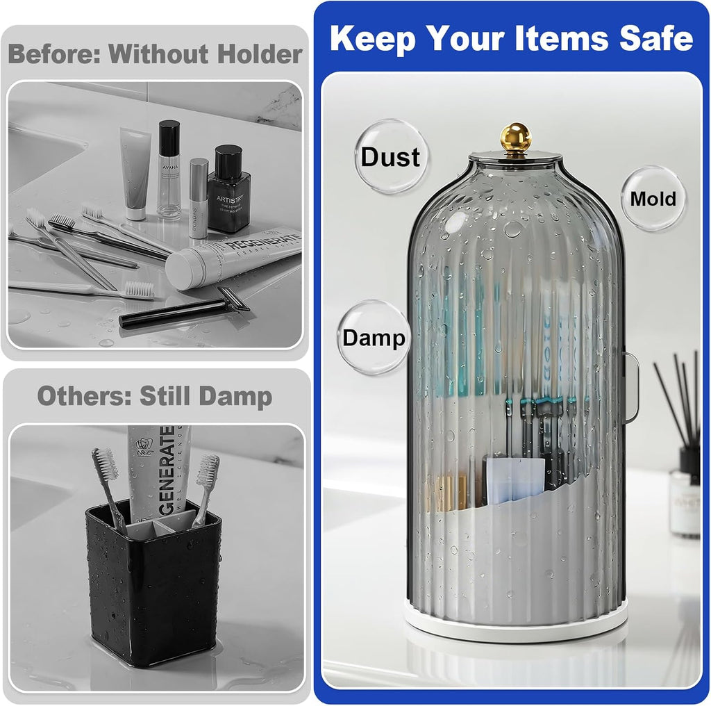 Dustproof Toothbrush Holders with Cover for Bathrooms, Tooth Brush Holder