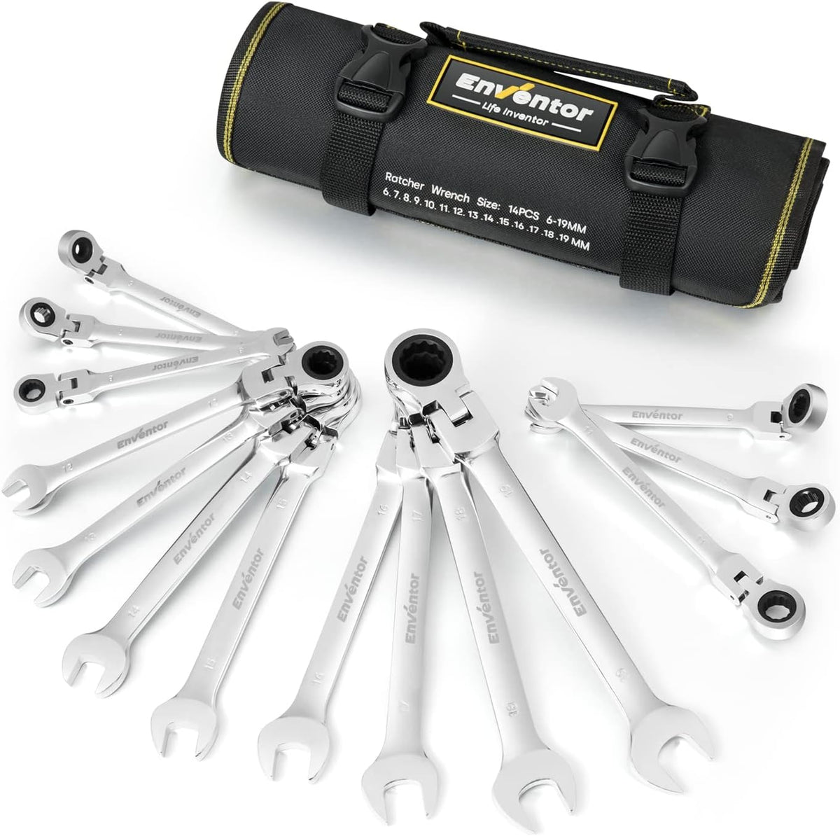 ENVENTOR 220 PCS Home Tool Kit & 14 PCS Wrench Set Metric 6-19mm