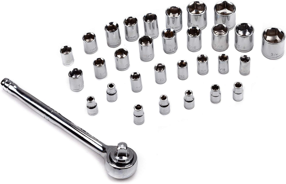 CARTMAN 123-Piece Socket Wrench Tool Set, Auto And Home Repair Kit Case Box