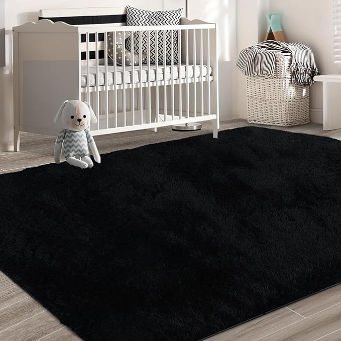 10X14 Large Shag Area Rugs for Living Room Bedroom, Big Soft Black Fluffy Rug - Image 6