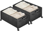 Under Bed Storage with Wheels, Space Saving, Tall Size 90L