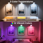 4-Pack Picture Lights for Wall, Rechargeable Wireless Poster Lights, White