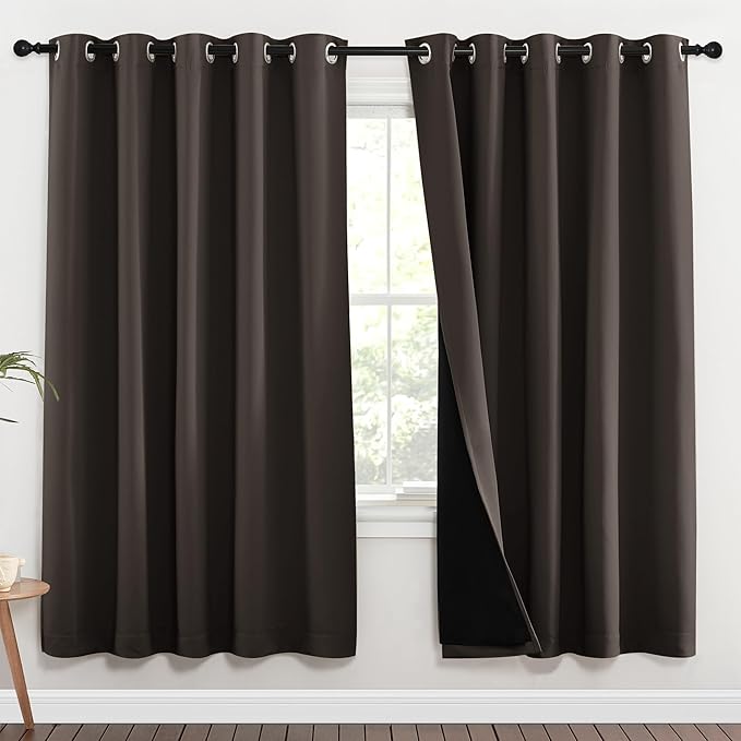 NICETOWN 100% Blackout Window Curtain Panels, 2 Pieces, 62-inch Wide Per Panel by NICETOWN