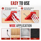 50 Pcs Cable Stacker Wire Staples, Plastic Clips with Nail, Red