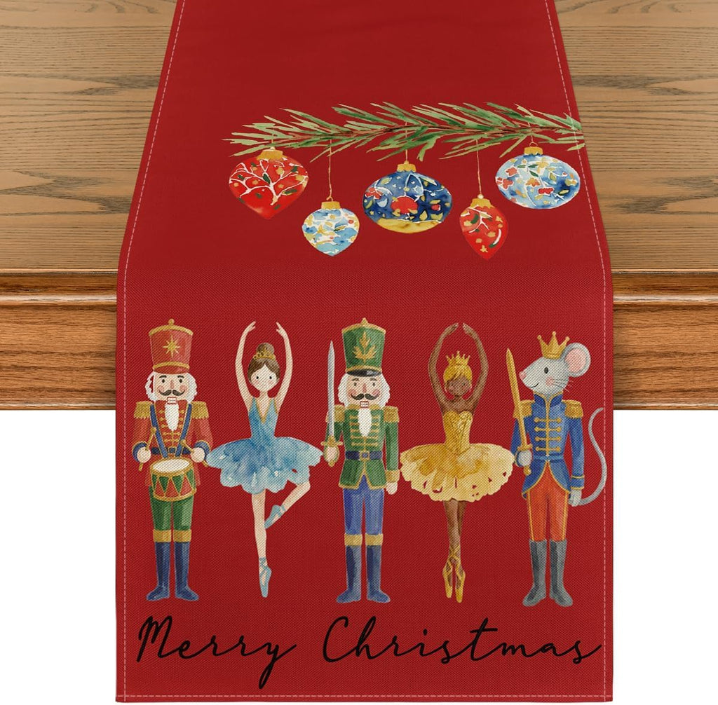 Artoid Mode Nutcracker Christmas Table Runner Home Party Decor 13x108 Inch
