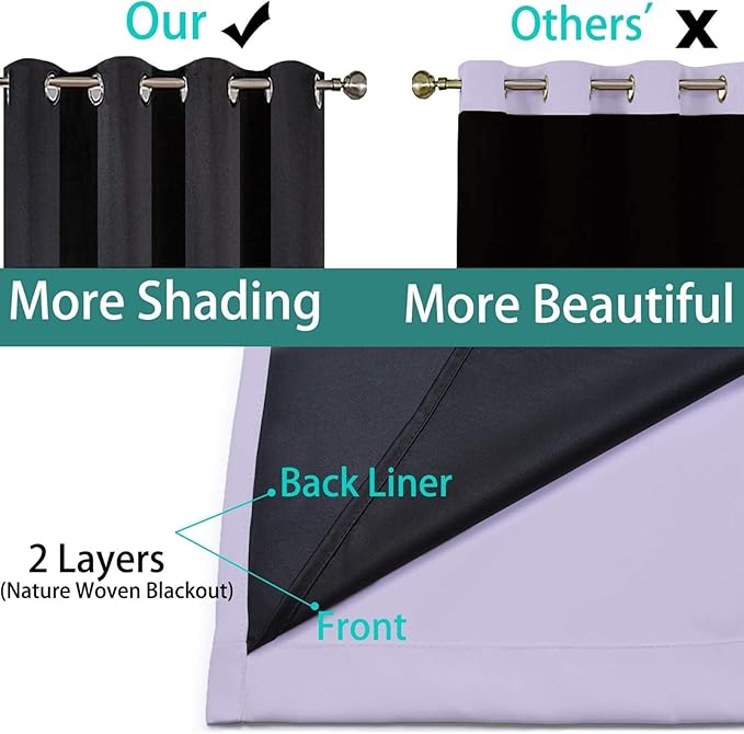Yakamok 100% Blackout Curtains 84 Inches Long, 2 Thick Layers Heat and Full - Image 5