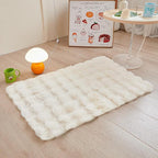 Creamy White Rabbit Plush Rug 2'x3', Fluffy Faux Fur Shaggy Area Rug - Image 4
