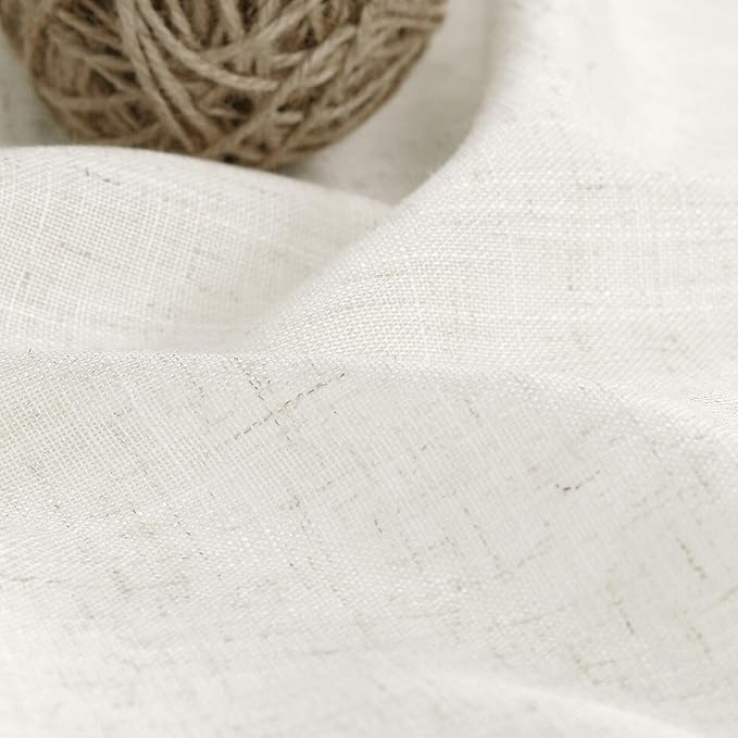Cream Linen Curtains Back Tab Sheer Curtains 90 Inches Long - Image 5