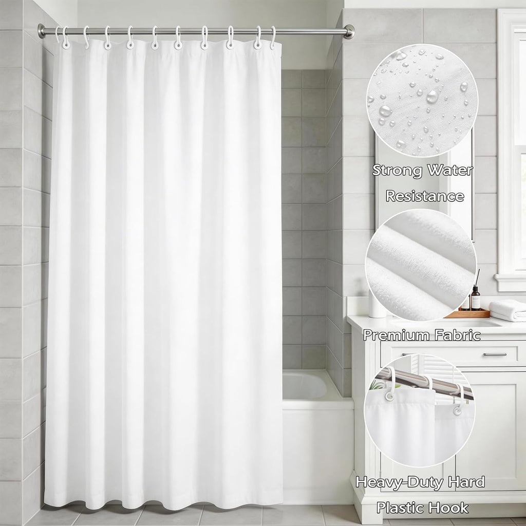 White Bathroom Accessories Set, 10Pcs Bathroom Accessory Sets Complete with Trash Can, Shower Curtain, Vanity Tray, Soap Dispenser, Soap Dish, Toothbrush Holder&Cup, Toilet Brush&Holder, Qtip Holder