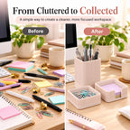 Aesthetic Desk Organizer Set,3-Piece Sturdy Plastic Office Accessories