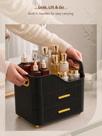 Large Makeup Organizer for Vanity, Bathroom Countertop, Black