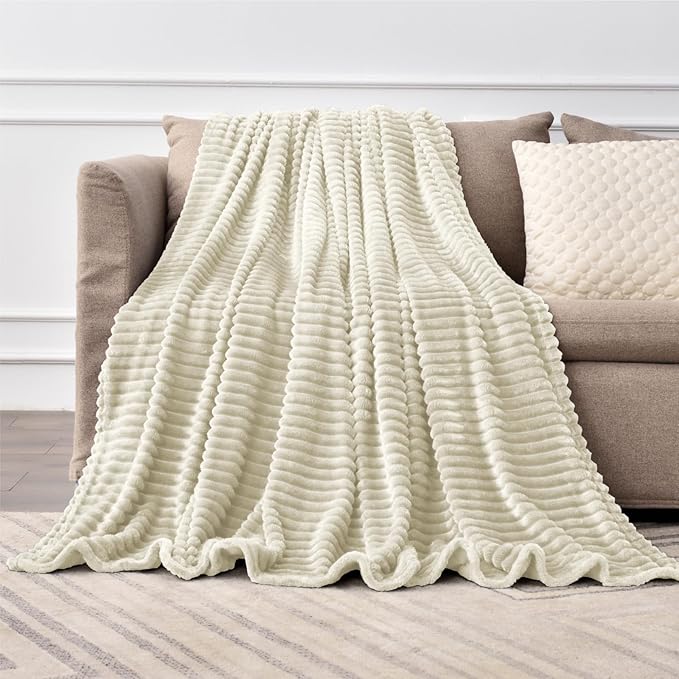 BEDELITE Fleece Throw Blanket for Couch – 3D Ribbed Jacquard Soft and Warm - Image 6