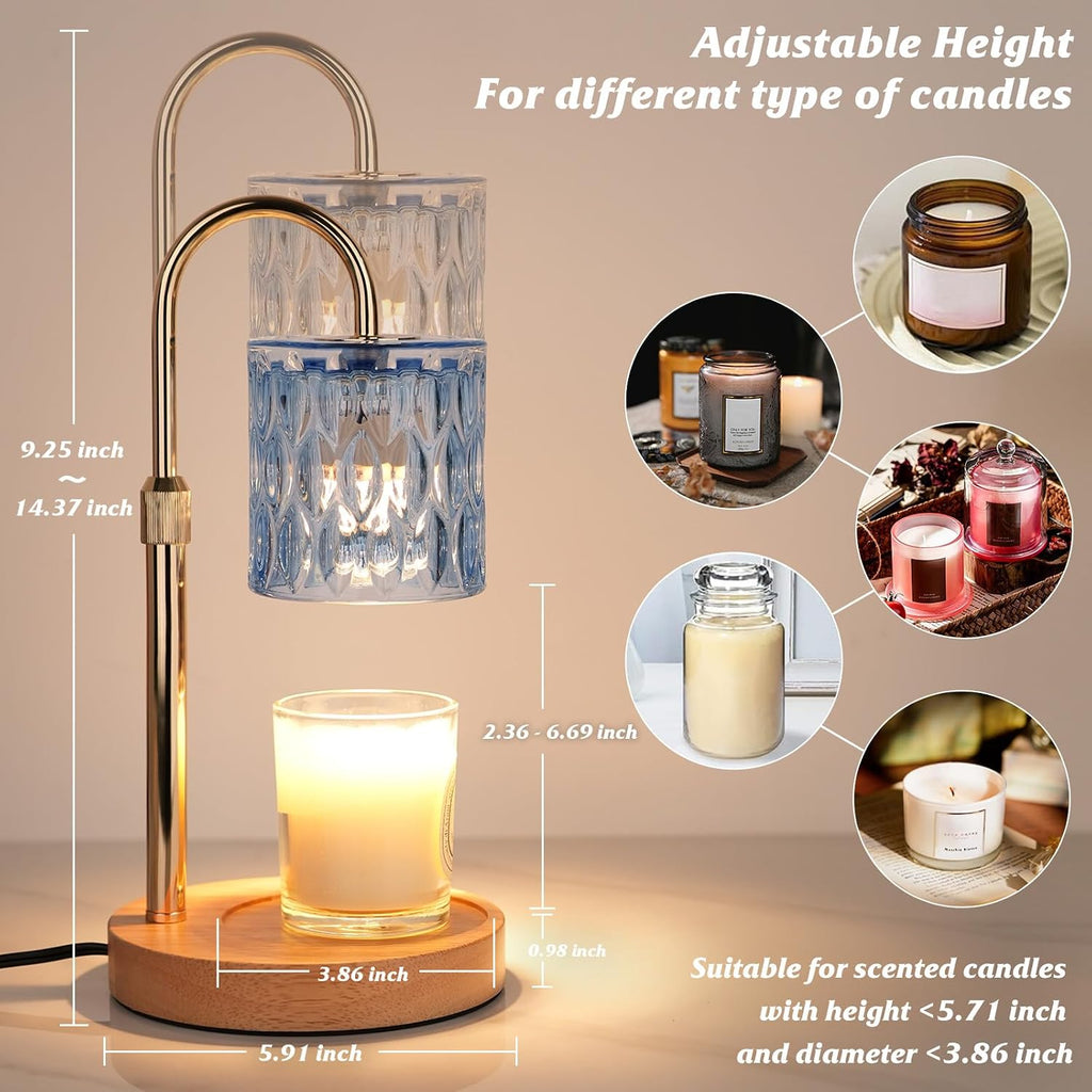 Blue Candle Warmer Lamp with Timer, Birthday Gifts for Women Home Decor