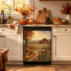 Thanksgiving Dishwasher Magnet Cover 23 x 25.5 Inch, Fall Farm Scarecrow Dishwasher Magnetic Cover, PVC Dishwasher Decorative Magnet for Kitchen Decor