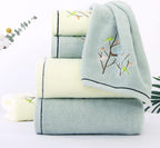 Pidada Embroidered Bird Tree Hand Towels for Bathroom Set of 2,Aqua Green