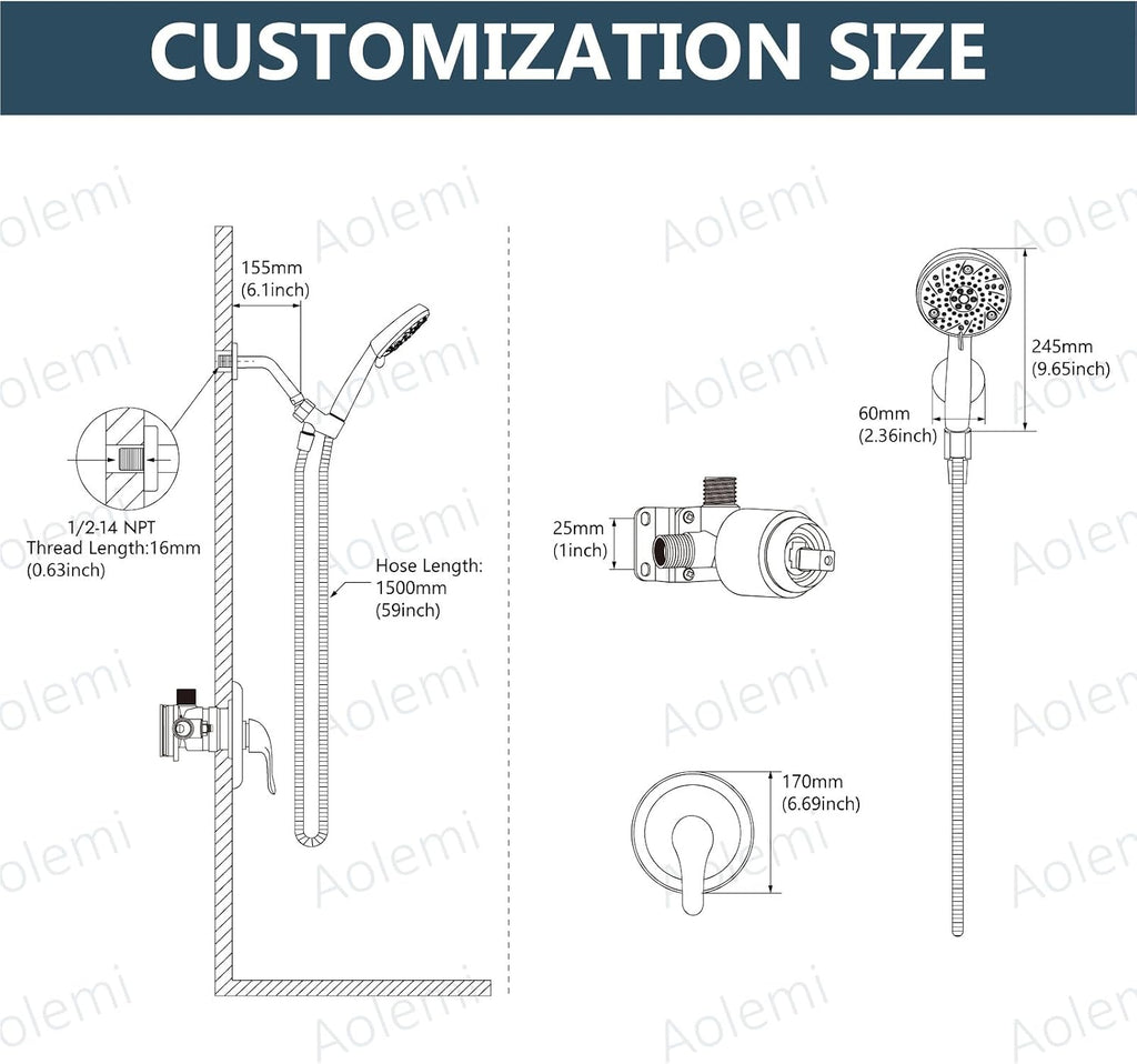 Aolemi Shower Faucet Set 8 Modes Head and Handle System Matte Black