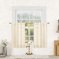 LAMIT Beige Linen Kitchen Curtains 30 Inch Length, Semi Sheer Light Filtering by LAMIT