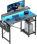 HLDIRECT 40" Gaming Desk with 3-Height Adjustable Monitor Stand