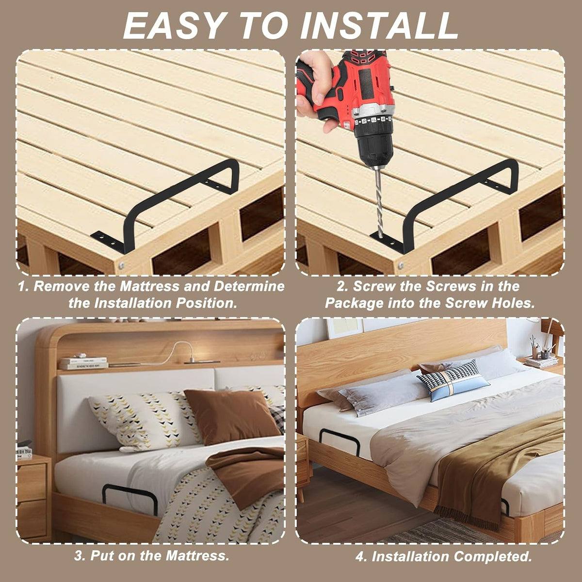 6 PCS Mattress Retainer Bar, Mattress Slide Stopper, Keep Topper from Sliding, Stopper to Prevent Sliding Holder in Place for Most Soft Bed