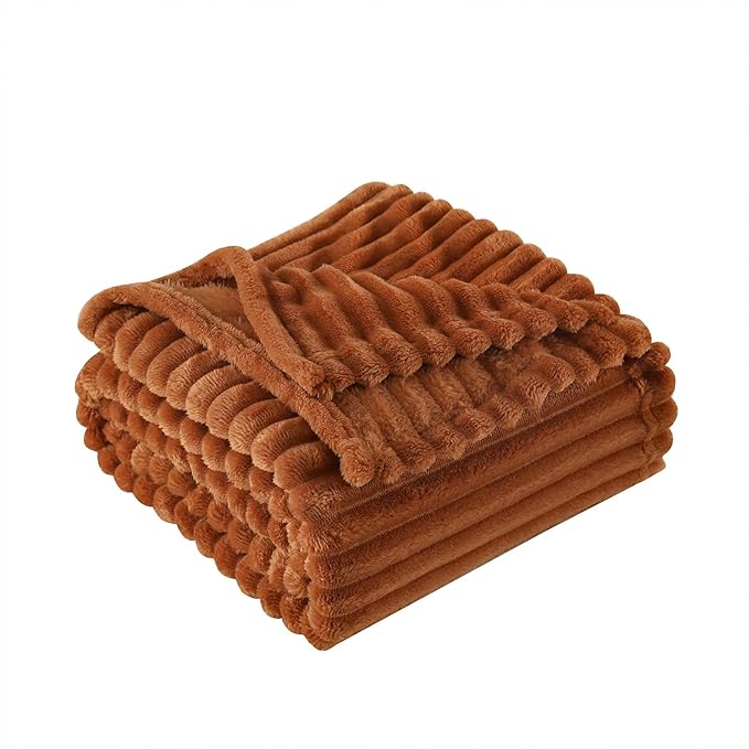 Burnt Orange Fleece Throw Blanket 60”×80” - Image 3