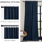 RYB HOME Navy Velvet Curtains 96 inches- Velevt Blackout Curtains - Image 3