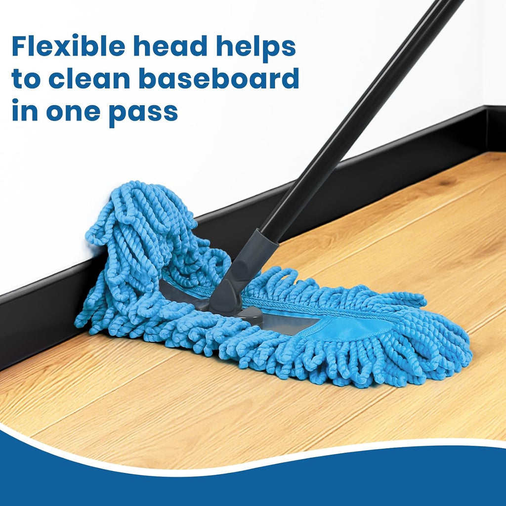 19 Inch Dust Mops for Floor Cleaning with 2 Mop Refill Pads Floor Duster with 58” Long Handle Microfiber Sweeper for Hardwood Tile Baseboard