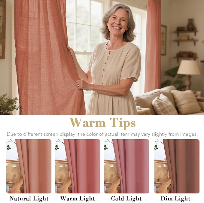 H.VERSAILTEX Linen Curtains Home Decorative Nickel Grommet Curtains Privacy - Image 3