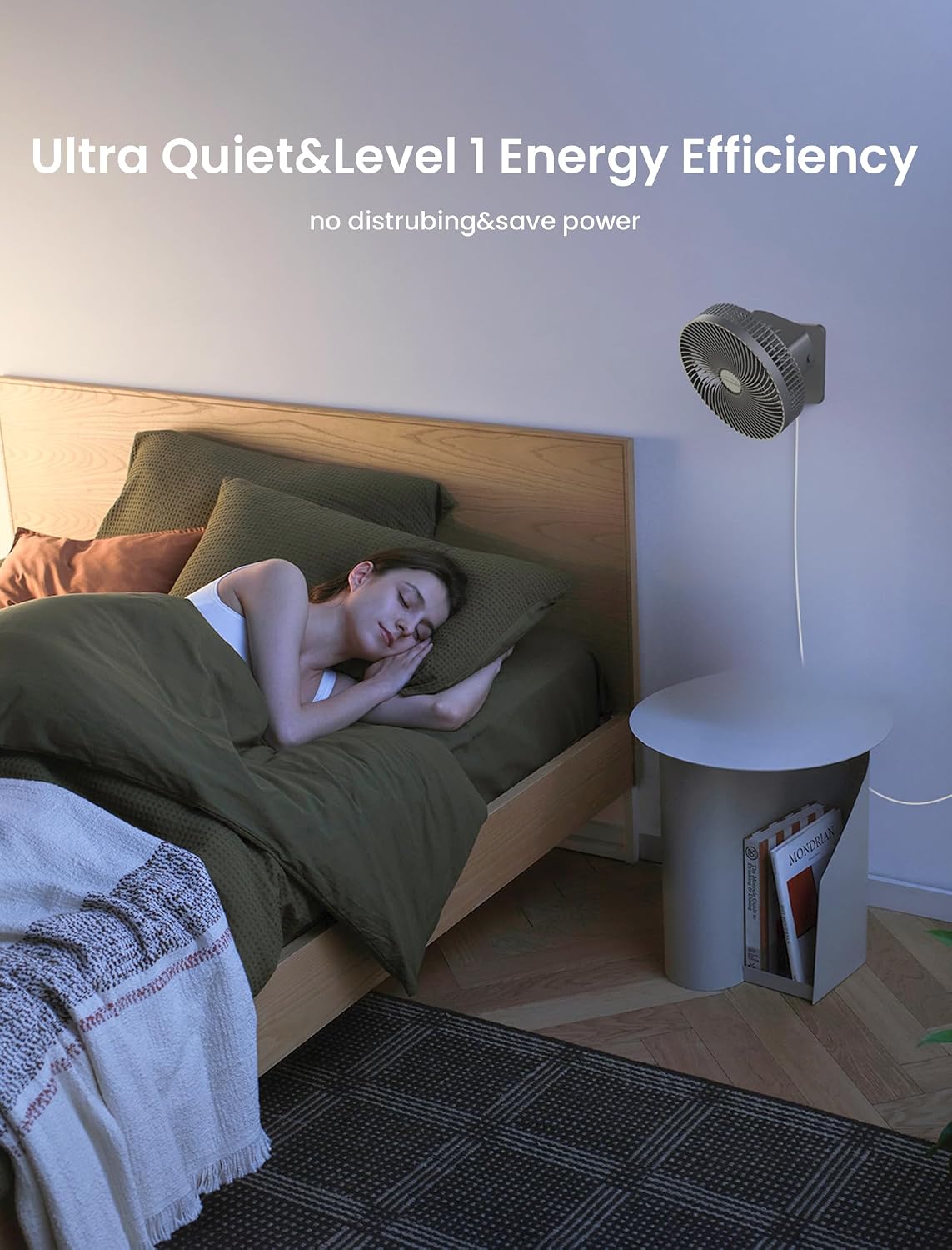 10 Inch Quiet Wall Mount Oscillating Fan with Remote & Timer, 4-Speed Portable Air Circulator for RV Indoor Use, Adjustable Tilt with 5.9ft Adapter, 90° Cooling for Home Office Bedroom Bathroom