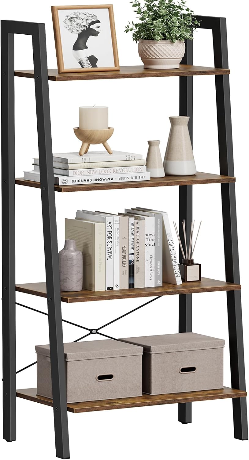 VASAGLE Ladder Shelf, Bookcase Book Shelf, Storage Shelves, 4-Tier, 22In