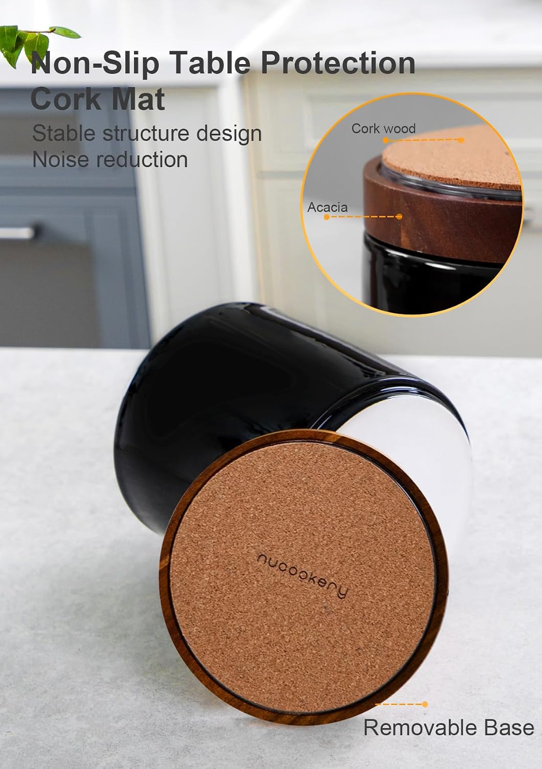Ceramic Rotating Kitchen Utensil Holder for Countertop, 7.2'' Black