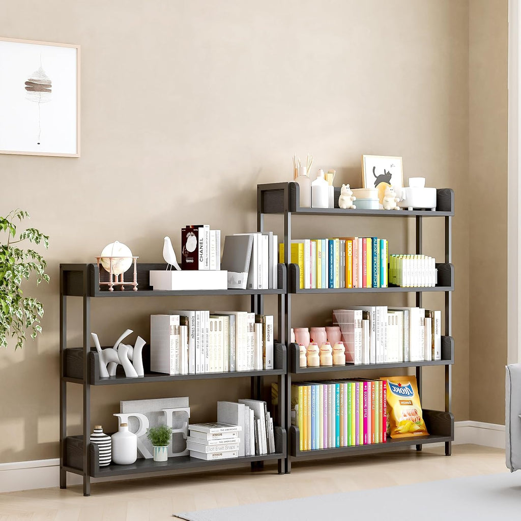 OSCHF Wide Open Shelf Bookcase, 3-Tier, Full Black