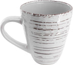 Elama Malibu Calcite 16-Piece Stoneware Embossed Pattern Reactive Glaze Light Gray Dinnerware Set, Tableware, Serveware Set (Calcite Gray)