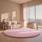 Ophanie Round Rugs 6Ft Pink Circle Area Rug, Fuzzy Bedroom Carpet, Large Shag by Ophanie