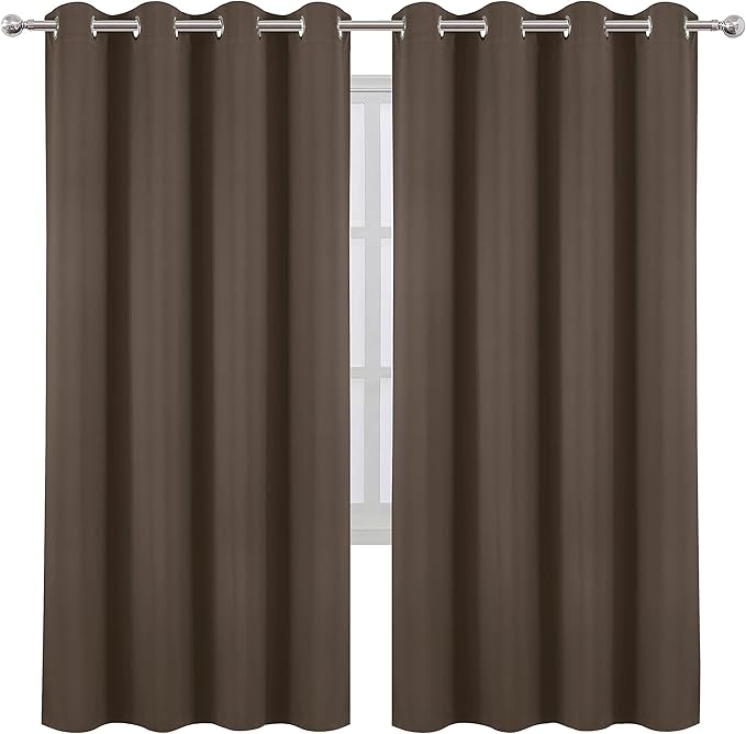 LEMOMO Chocolate Brown Thermal Blackout Curtains/52 x 72 Inch/Set of 2 Panels - Image 2
