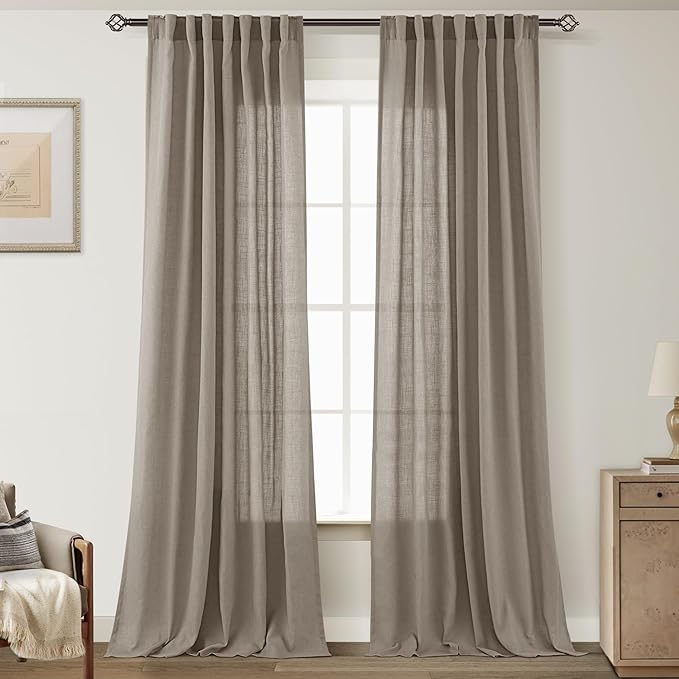 Taupe Linen Curtains 96 inches Long by Jolilight