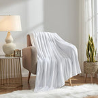 KMUSET Fleece Blanket White Queen Size Lightweight Cozy Plush Microfiber Bed - Image 2