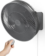 10 Inch Quiet Wall Mount Oscillating Fan with Remote & Timer, 4-Speed Portable Air Circulator for RV Indoor Use, Adjustable Tilt with 5.9ft Adapter, 90° Cooling for Home Office Bedroom Bathroom