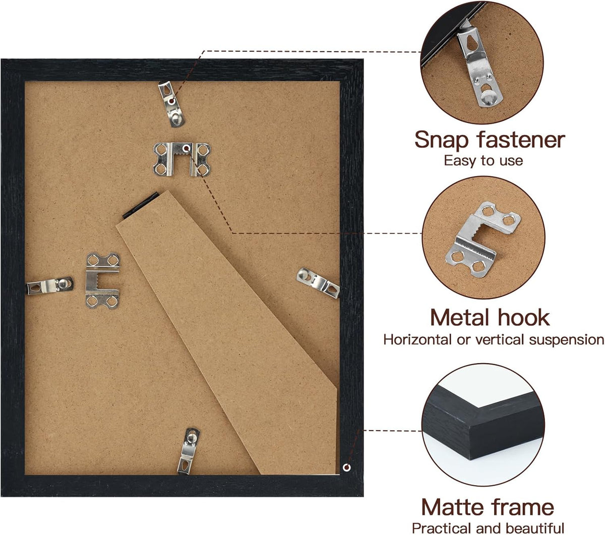 Fixwal Collage Picture Frames Set, 15 Pack, MDF, Black, 8x10, 5x7, 4x6
