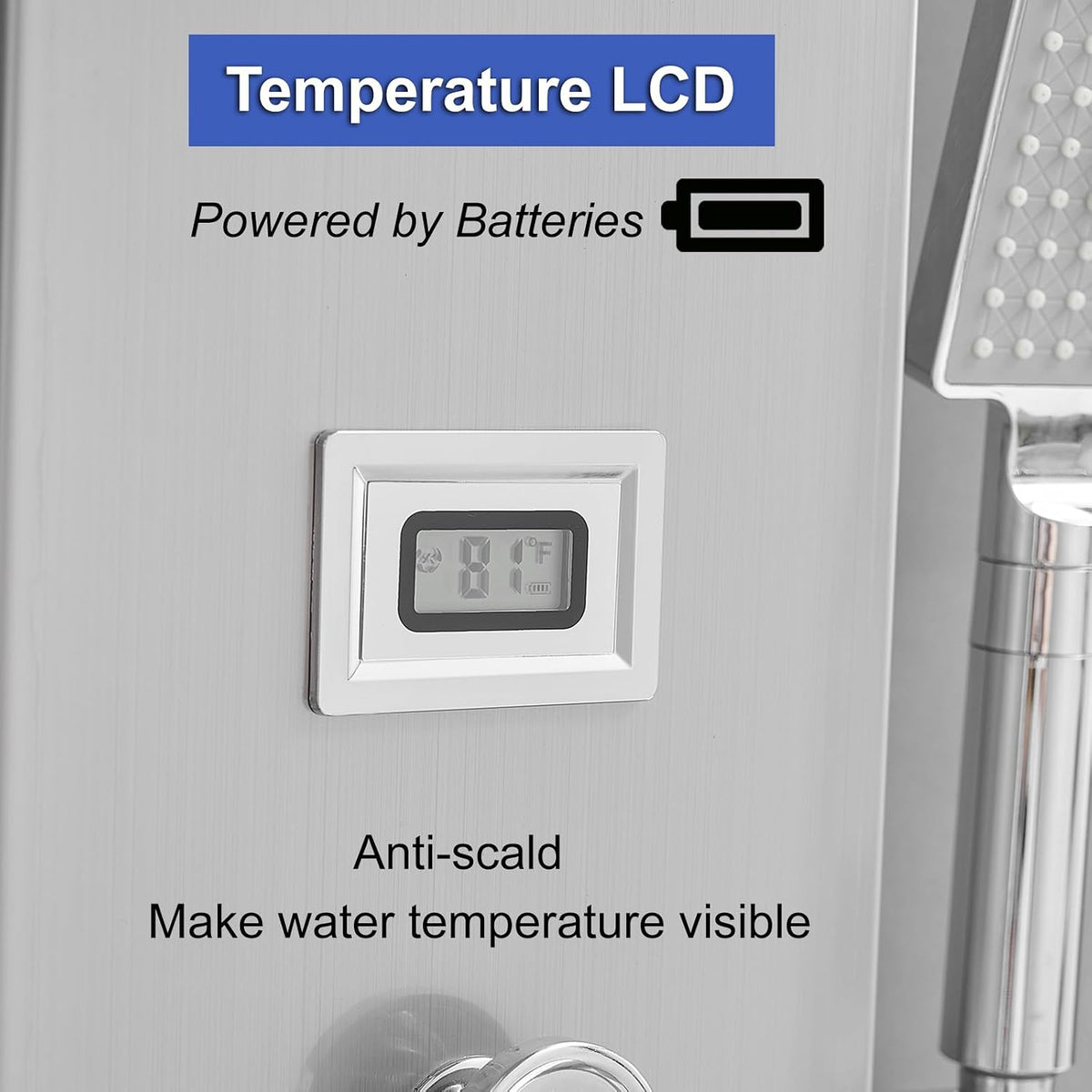 6 IN 1 Shower Panel Tower System Stainless Steel Wall Mounted