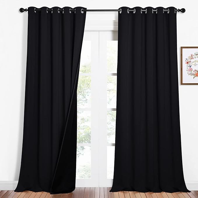 NICETOWN Cold Blocking 100% Blackout Curtains, Durable Black Lined Blackout by NICETOWN
