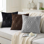 decorUhome Faux Fur Plush Soft Black Throw Pillow Covers 12x20 Set of 2