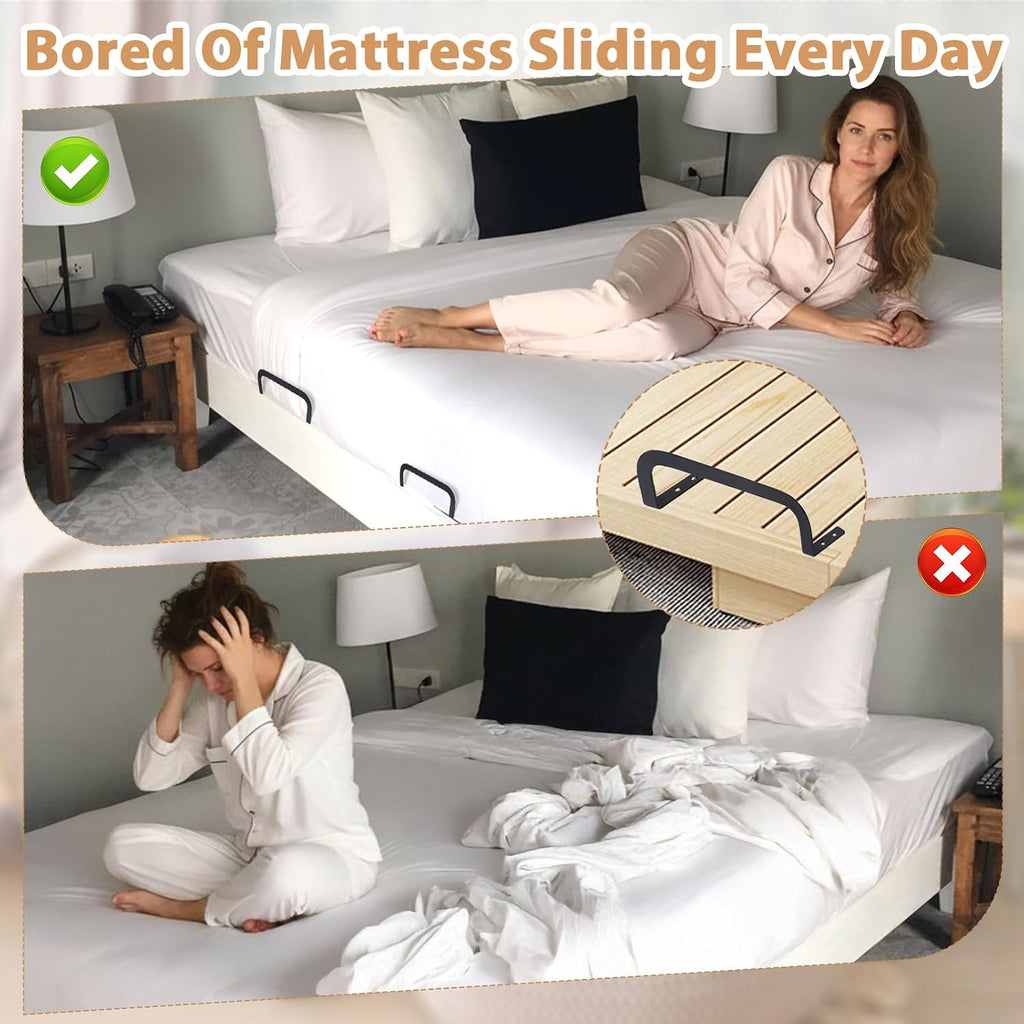 SHENLIU 6Pcs Mattress Retainer Bar, Adjustable Metal Mattress Slide Stopper