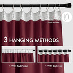 MIULEE Christmas Wine Red Back Tab Blackout Curtains 102 Inch Long 2 Panels Set - Image 3
