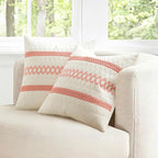 MIULEE Set of 2 Coral Red Boho Valentines Decorative Lumbar Pillow Covers 12x20 - Image 7