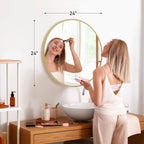 Sweetcrispy 24 Inch Round Wall Mirror, Bathroom Mirror for Over Sink