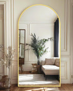 Antok 58" x21” Arched Full Length Mirror with Stand, Floor Mirror, Gold
